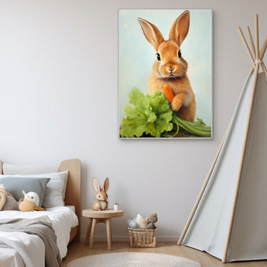 Rabbit Eating Lettuce Painting